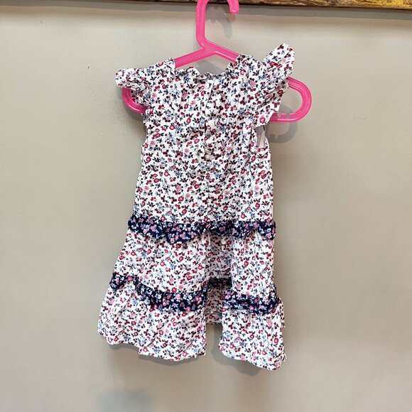 Janie And Jack Girls Floral Ruffle Dress Size 4 100% Cotton White With Multicolo - Picture 6 of 6